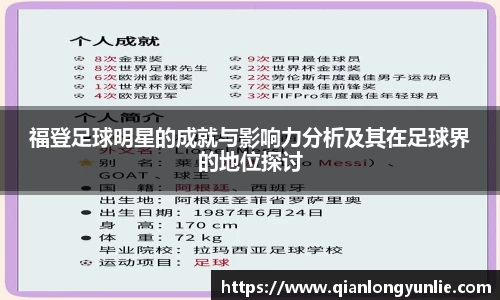 福登足球明星的成就与影响力分析及其在足球界的地位探讨