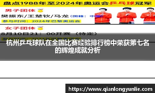 杭州乒乓球队在全国比赛经验排行榜中荣获第七名的辉煌成就分析